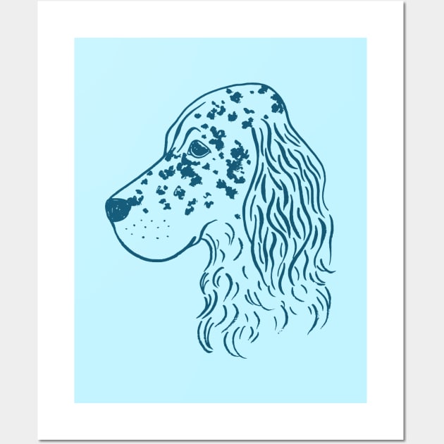 English Setter (Light Blue and Blue) Wall Art by illucalliart